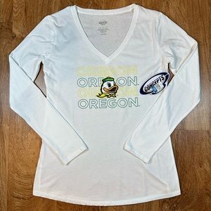 Women’s Concept Sport Oregon Ducks Long Sleeve Shirt NWT Size Medium White Green
